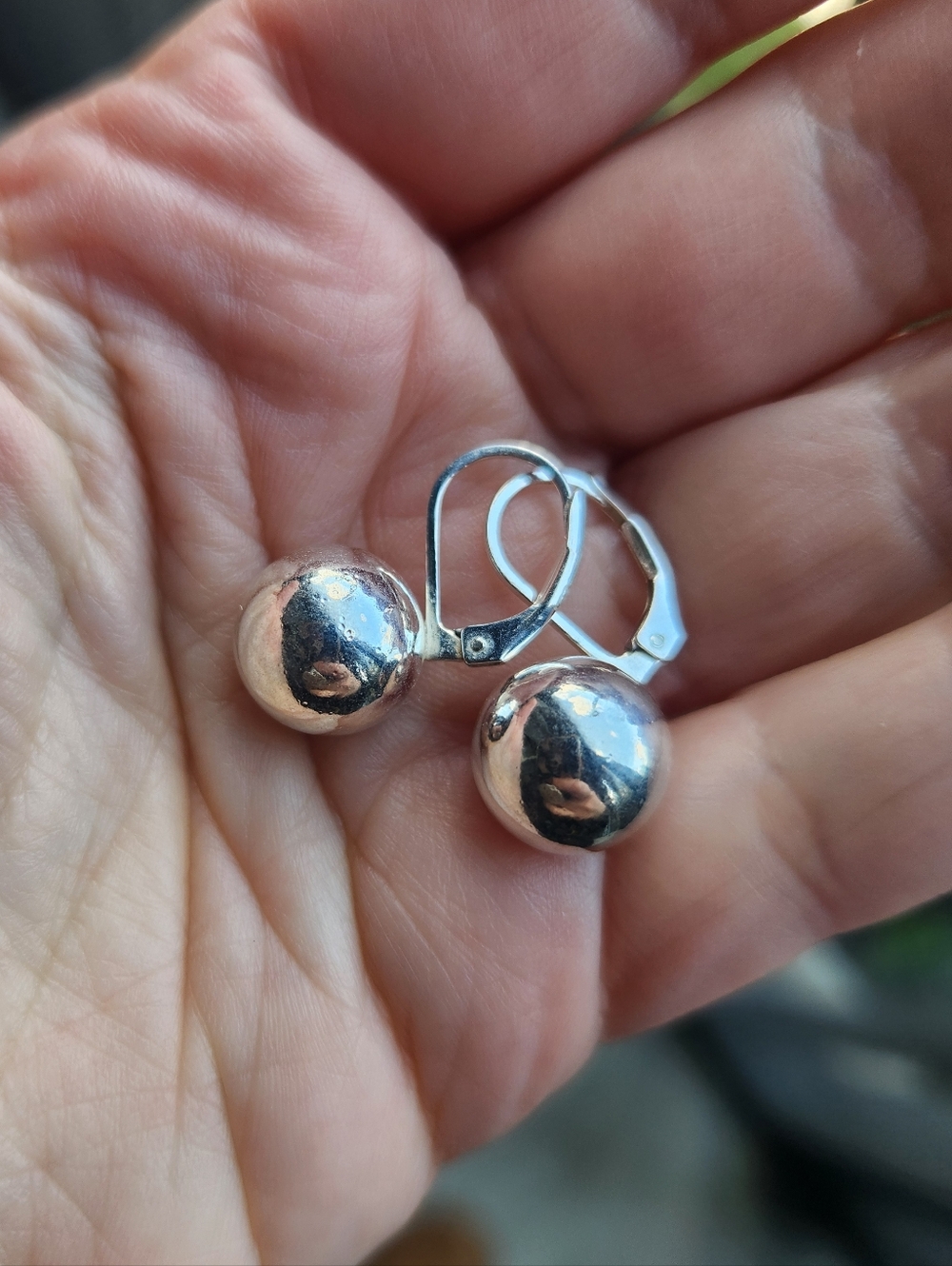 Handmade Sterling Silver 925 Silver Ball Drop Leverback Earrings